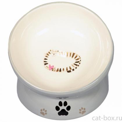 Миска керамическая для кошек на подставке, серая, 120мл-0