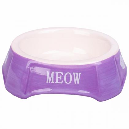 Миска керамическая для кошек фиолетовая с рыбками, 140мл-2