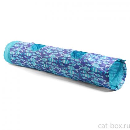 Туннель игровой для кошек шуршащий "Рыбки" M, d25*130см-0