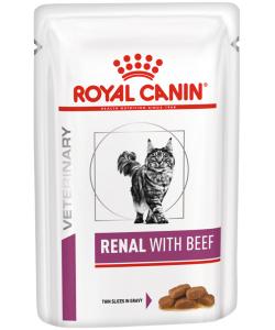Паучи кусочки в соусе для кошек при лечении почек, c говядиной Renal with beef sauce, 85г