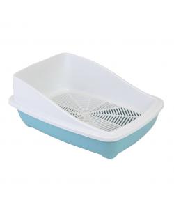 Туалет для кошек с высоким бортом и сеткой 52*39*20см, бирюзовый