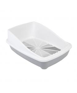 Туалет для кошек с высоким бортом и сеткой 52*39*20см, светло-серый