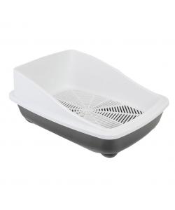 Туалет для кошек с высоким бортом и сеткой 52*39*20см, серый