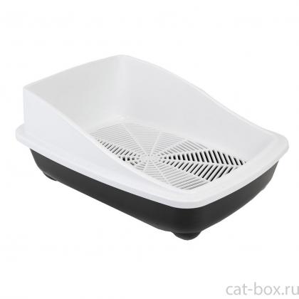 Туалет для кошек с высоким бортом и сеткой 52*39*20см, черный-0