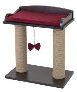 Когтеточка-лежанка ВИСКИ с двумя столбиками 45,5*27,5*h54см (ЛДСП, вельвет, джут) венге