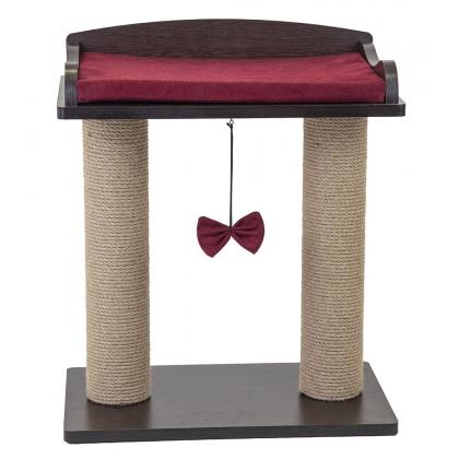 Когтеточка-лежанка ВИСКИ с двумя столбиками 45,5*27,5*h54см (ЛДСП, вельвет, джут) венге-3
