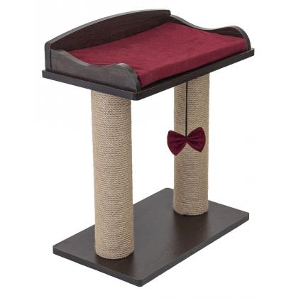 Когтеточка-лежанка ВИСКИ с двумя столбиками 45,5*27,5*h54см (ЛДСП, вельвет, джут) венге-4
