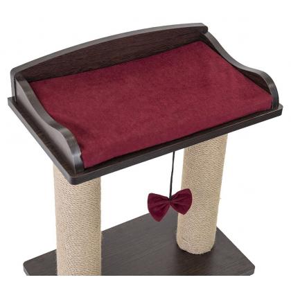 Когтеточка-лежанка ВИСКИ с двумя столбиками 45,5*27,5*h54см (ЛДСП, вельвет, джут) венге-1