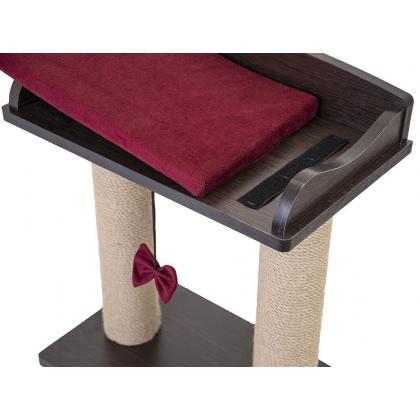 Когтеточка-лежанка ВИСКИ с двумя столбиками 45,5*27,5*h54см (ЛДСП, вельвет, джут) венге-2