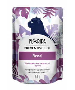 Preventive Line Паучи для кошек Renal при почечной недостаточности у взрослых и стареющих кошек, 85г
