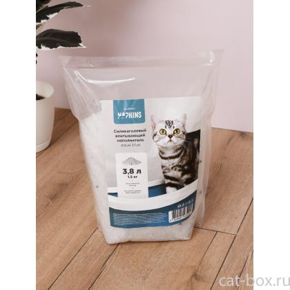 Наполнитель силикагелевый впитывающий, без отдушки Aqua Blue, 3,8л, 1,5кг-0