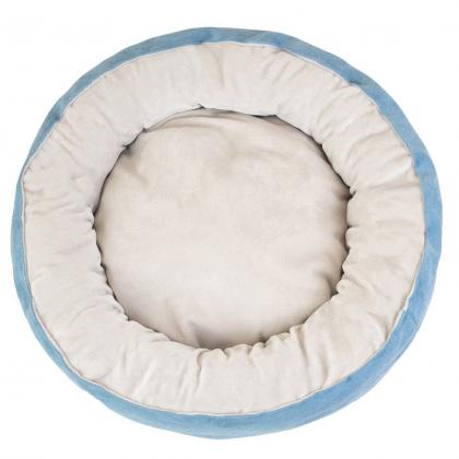 Лежак круглый пухлый БУБЛИК 48*48*18см (плюш, микрошенилл, синтепух) голубой-4