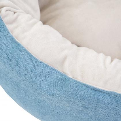 Лежак круглый пухлый БУБЛИК 48*48*18см (плюш, микрошенилл, синтепух) голубой-3