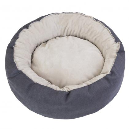 Лежак круглый пухлый БУБЛИК 48*48*18см (плюш, микрошенилл, синтепух) серый-2