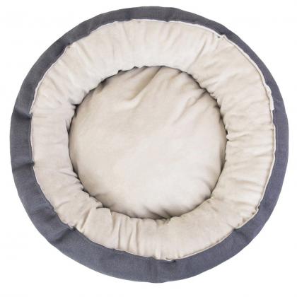 Лежак круглый пухлый БУБЛИК 48*48*18см (плюш, микрошенилл, синтепух) серый-4