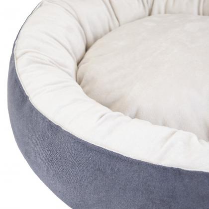 Лежак круглый пухлый БУБЛИК 57*57*21см (плюш, микрошенилл, синтепух) серый-3
