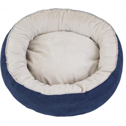 Лежак круглый пухлый БУБЛИК 57*57*21см (плюш, микрошенилл, синтепух) синий-4