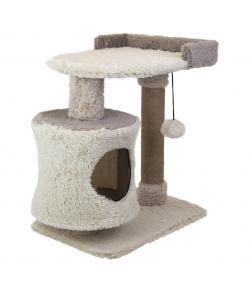 Домик-когтеточка ТАФФИ 3х-уровневый разборный 63*41*h76см (пушистый мех, джут) коричневый