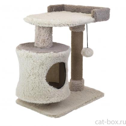 Домик-когтеточка ТАФФИ 3х-уровневый разборный 63*41*h76см (пушистый мех, джут) коричневый-0