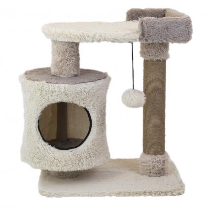 Домик-когтеточка ТАФФИ 3х-уровневый разборный 63*41*h76см (пушистый мех, джут) коричневый-2