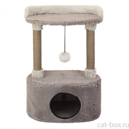 Домик-когтеточка ДЖЕРРИ овальный, 34*54*h80см (пушистый мех, джут) коричневый-0