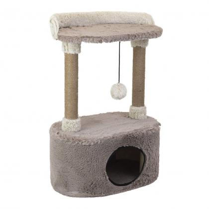 Домик-когтеточка ДЖЕРРИ овальный, 34*54*h80см (пушистый мех, джут) коричневый-1