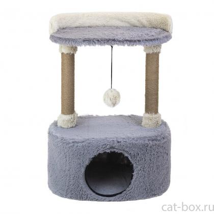 Домик-когтеточка ДЖЕРРИ овальный, 34*54*h80см (пушистый мех, джут) серый-0