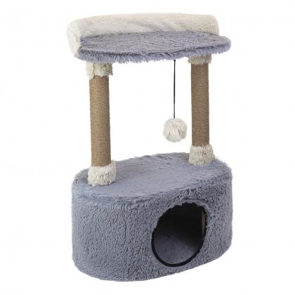 Домик-когтеточка ДЖЕРРИ овальный, 34*54*h80см (пушистый мех, джут) серый-1