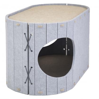 Домик-когтеточка Войлок разборный овальный 55х30хh30см (войлок акустический) серо-бежевый-4