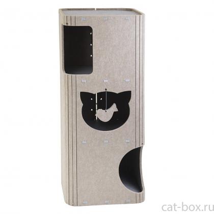 Домик-когтеточка КОЛОННА разборный серия Войлок 34х34хh79см (войлок акустический) серо-бежевый-0