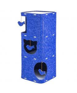 Домик-когтеточка КОЛОННА разборный серия Войлок 34х34хh79см (войлок акустический) сине-белая