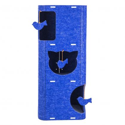 Домик-когтеточка КОЛОННА разборный серия Войлок 34х34хh79см (войлок акустический) сине-белая-3