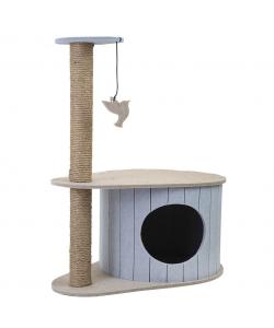 Домик-когтеточка ВОЙЛОК разборный со столбиком 50*33*h62см (войлок акустический, джут) серо-бежевый