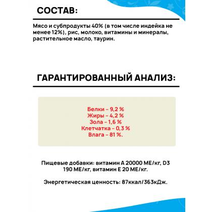 Кусочки в соусе с индейкой для котят старше 1 месяца пауч, 85г-1