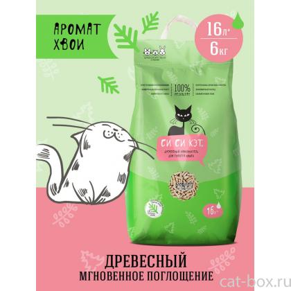 Древесный наполнитель для туалета кошек, 16л/6кг-0