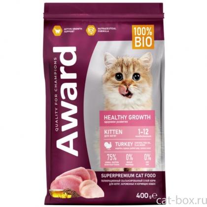 Сухой корм Healthy growth для котят от 1 месяца, беременных и кормящих кошек с индейкой и курицей с добавлением рыбьего жира и семян льна, СРОК 18.12.26-0