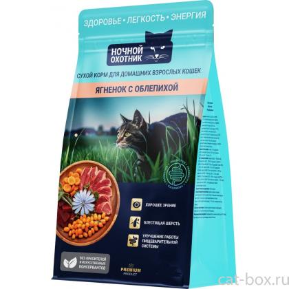 Сухой корм для домашних взрослых кошек Ягнёнок с облепихой, 0,4кг-0