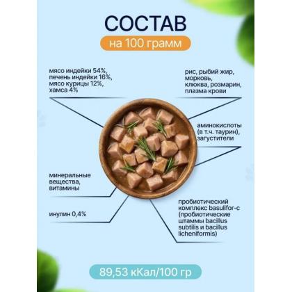 Паучи Sterilized для стерилизованных кошек Индейка в соусе, 85г-2