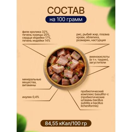 Консервы Sterilized для стерилизованных кошек Кролик и сердце в желе, 415г-1