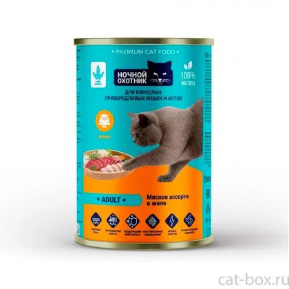Консервы Adult для взрослых привередливых кошек Мясное ассорти в желе, 415г-0