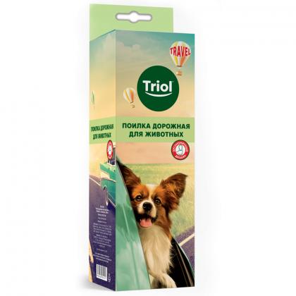 Поилка дорожная для животных "Компакт", оливковая, 300мл, d7,5*21,5см, серия TRAVEL-1