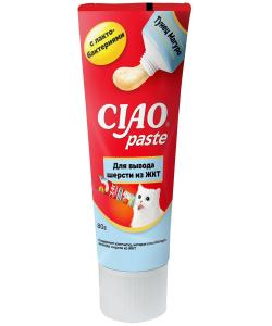 Паста для кошек CIAO Paste Тунец Магуро для вывода шерсти из ЖКТ с лактобактериями, 80г