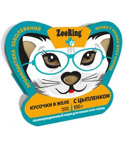 Консервы для кошек Кусочки в желе с Цыпленком, профилактика заболеваний почек, 100г