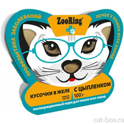 Консервы для кошек Кусочки в желе с Цыпленком, профилактика заболеваний почек, 100г-0