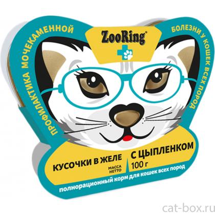Консервы для кошек Кусочки в желе с Цыпленком, профилактика МКБ, 100г-0