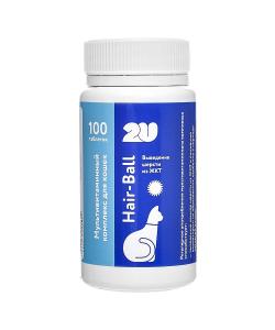 Мультивитаминный комплекс для кошек, выведение комков шерсти Hair-Ball, 100таб.