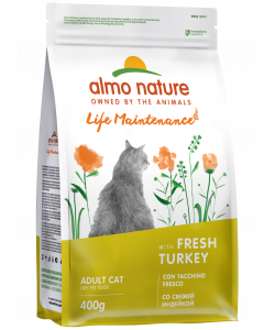 Полнорационный сухой корм для взрослых кошек со свежей индейкой и коричневым рисом. Life Maintenance, Fresh Turkey, 0.4кг
