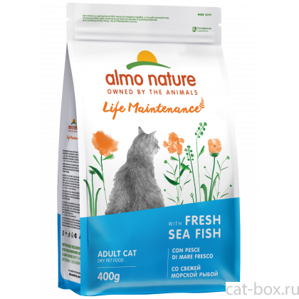 Полнорационный сухой корм для взрослых кошек со свежей морской рыбой и коричневым рисом. Life Maintenance, Fresh Sea Fish, 0.4кг-0