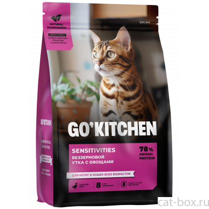 Беззерновой корм для котят и кошек всех возрастов с уткой для чувствительного пищеварения, SENSITIVITIES Duck, 0.4кг-0