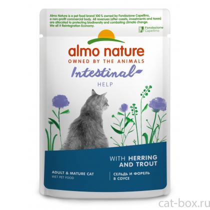 Паучи для взрослых кошек: сельдь и форель в соусе, поддержание пищеварения Holistic Functional, Intestinal help, Herring and Trout, 85г-0
